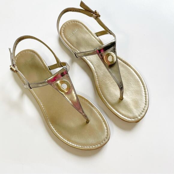 Cole Haan Shoes - Cole Haan Gold Silver Two Tone Thong Sandal
